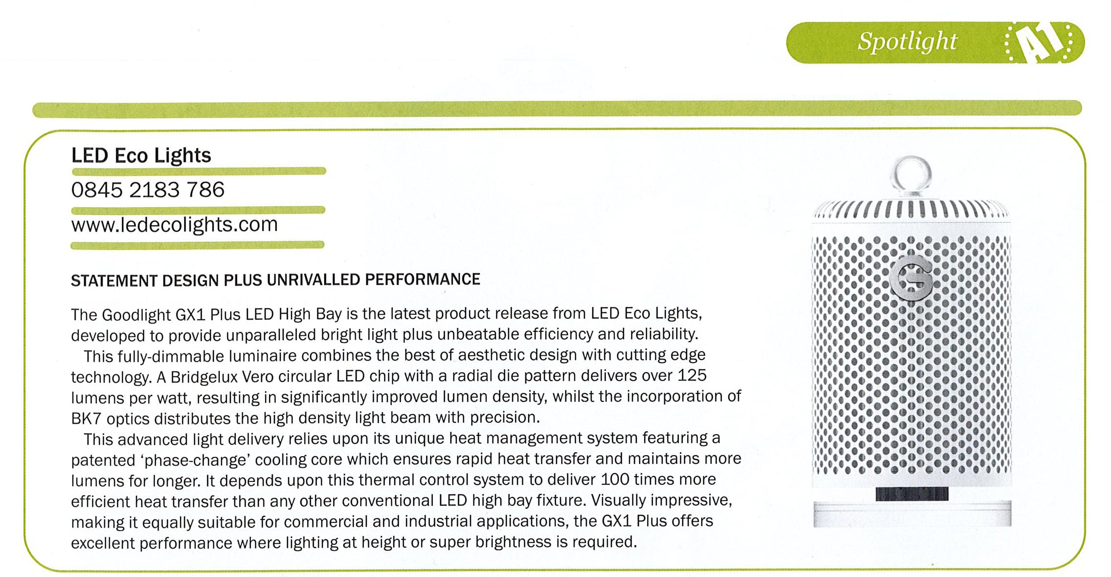 A1 Lighting Product Spotlight - The Goodlight GX1 Plus LED High Bay in Ice White